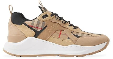 Shop Burberry Sean Checked Sneakers 